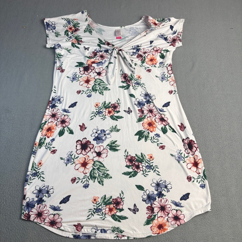No Boundaries Floral Butterfly Front Tie Knot Top Ivory XXL NJ29T303P